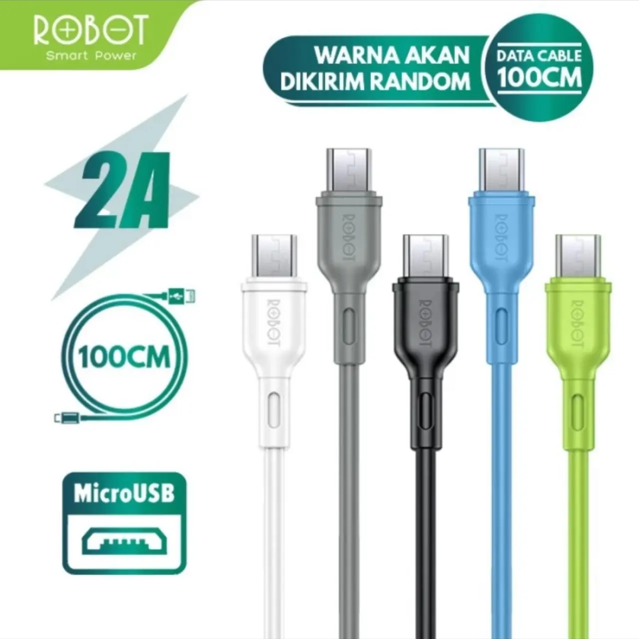 Kabel Data ROBOT RBM100 RBM100S Micro USB Output 2A Fast Charging