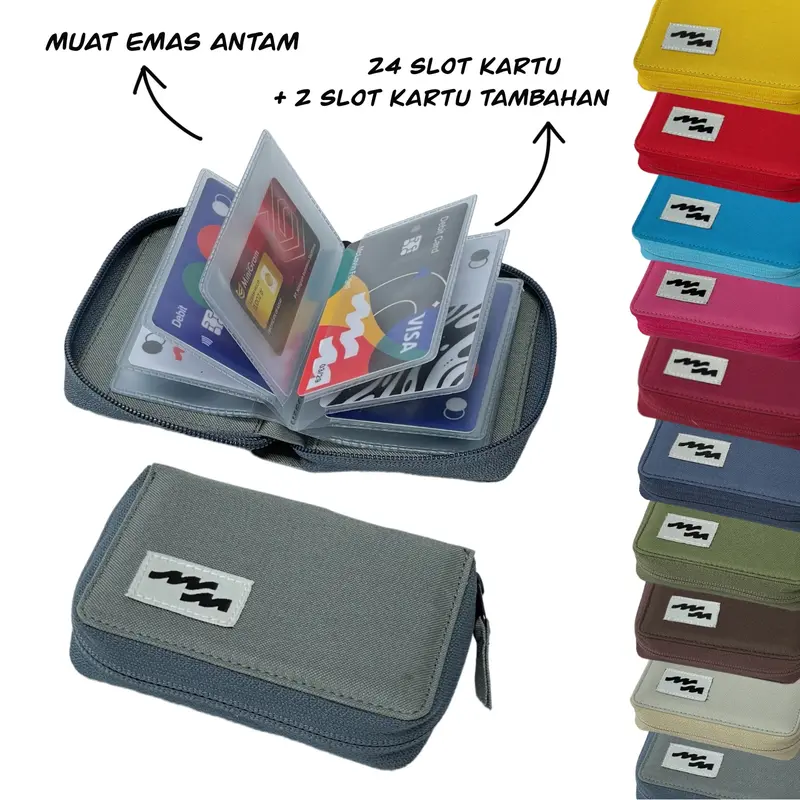 Dompet Kartu Resleting Card Holder Mika Tempat ATM Emas Antam 24 slot 0