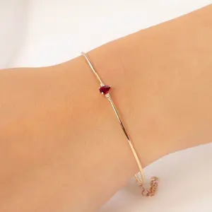 BIYA Gelang tangan wanita emas asli dengan batu ruby tear drop