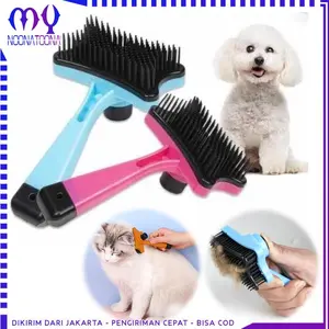 Sisir Bulu Kucing Anjing Pet Grooming Comb Press Tombol Otomatis