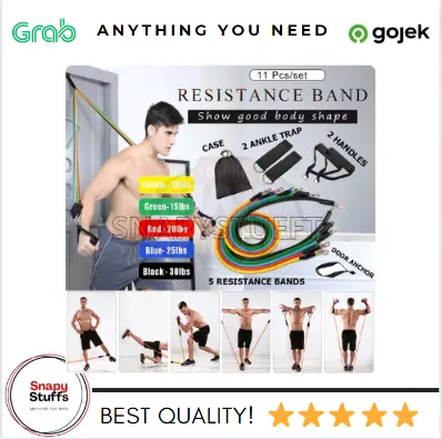 Resistance Band Set 11 In 1 Alat Fitnes Portable Workout Gym Home