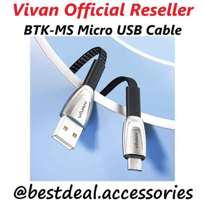 Gambar Vivan BTK-MS Micro USB Kabel Data Cable Braided 1M Black (new BTK-M) dari bestdeal_NEW Kota Administrasi Jakarta Pusat Tokopedia