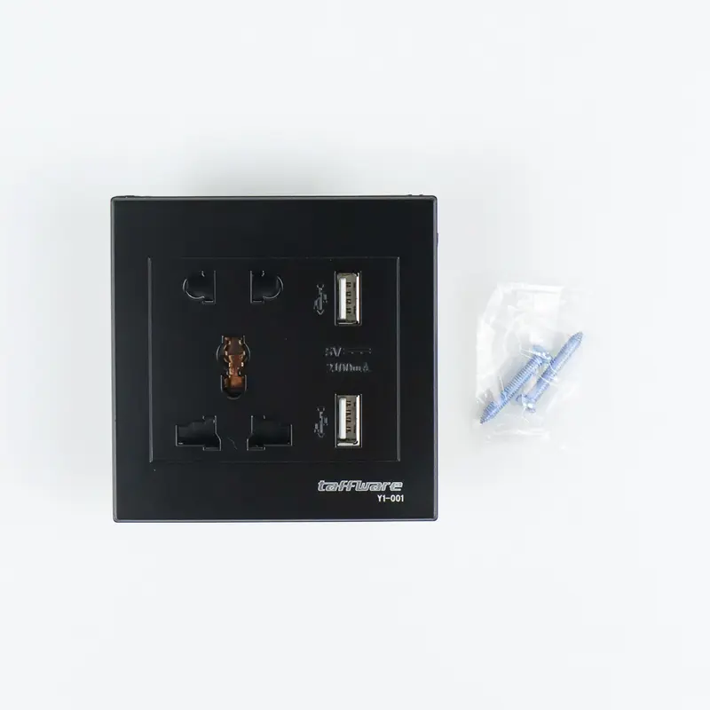 stop kontak universal wall socket UK EU US dan 2 port usb / coswall 4
