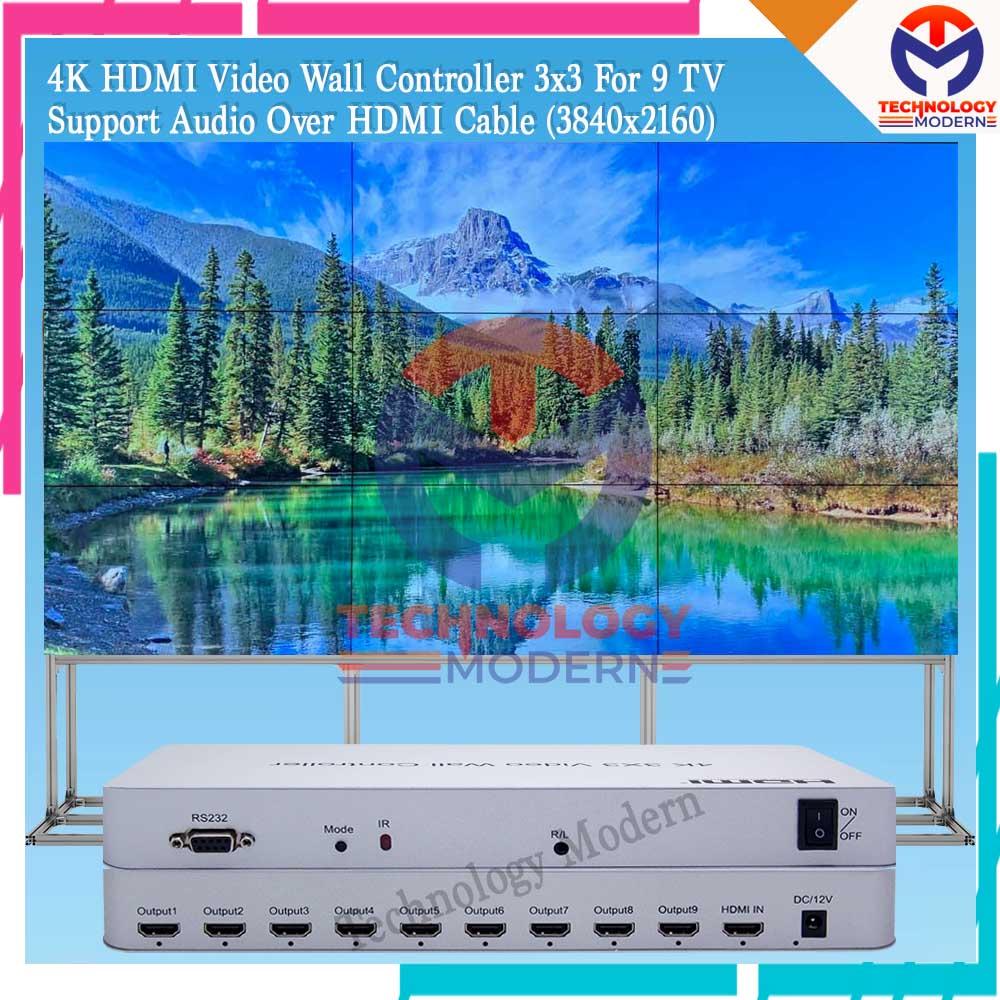 HDMI Video Wall Controller 3x3 Untuk 9 TV (Jadi 1 Gambar Besar) Support Jack Audio 3.5mm