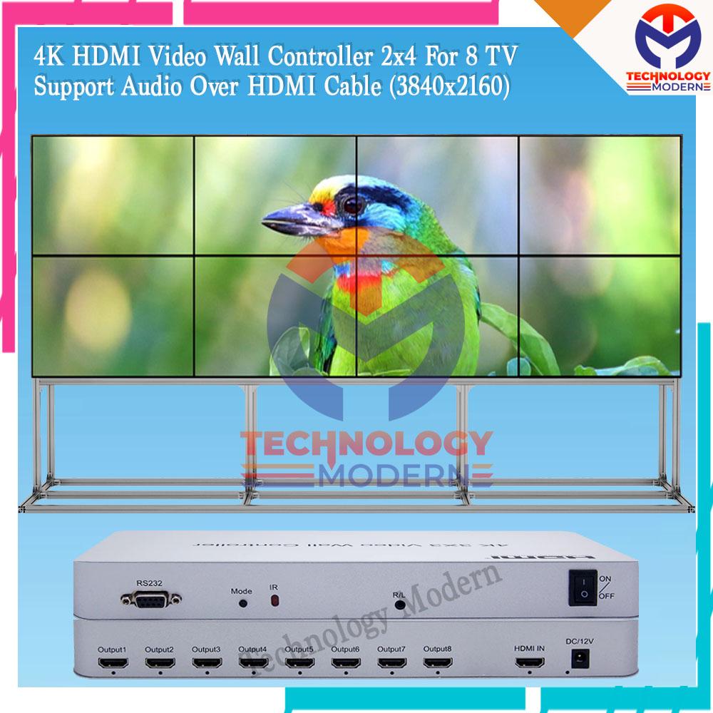 4K HDMI Video Wall Controller 2x4 4x2 For 8 TV LED (1 Tampilan Besar)