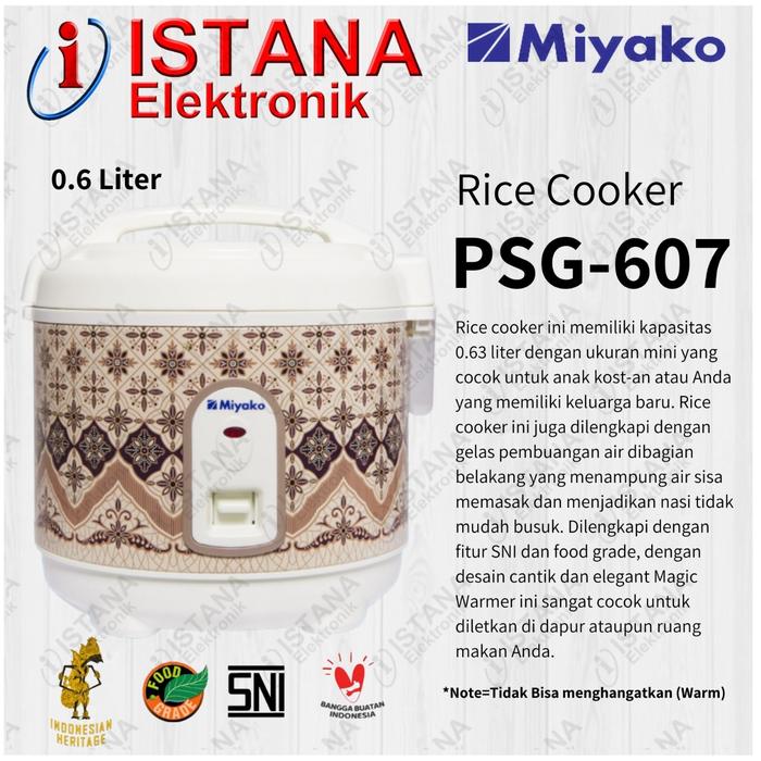 Gambar MIYAKO RICE COOKER 0.6 LITER PSG-607 dari ISTANA ELEKTRONIK PALEMBANG Kota Palembang Tokopedia