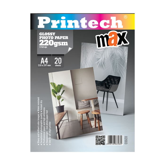 Gambar Kertas Foto / Photo Paper PRINTECH Glossy MAX A4 220gsm - 02003-N dari printech Kota Administrasi Jakarta Utara Tokopedia