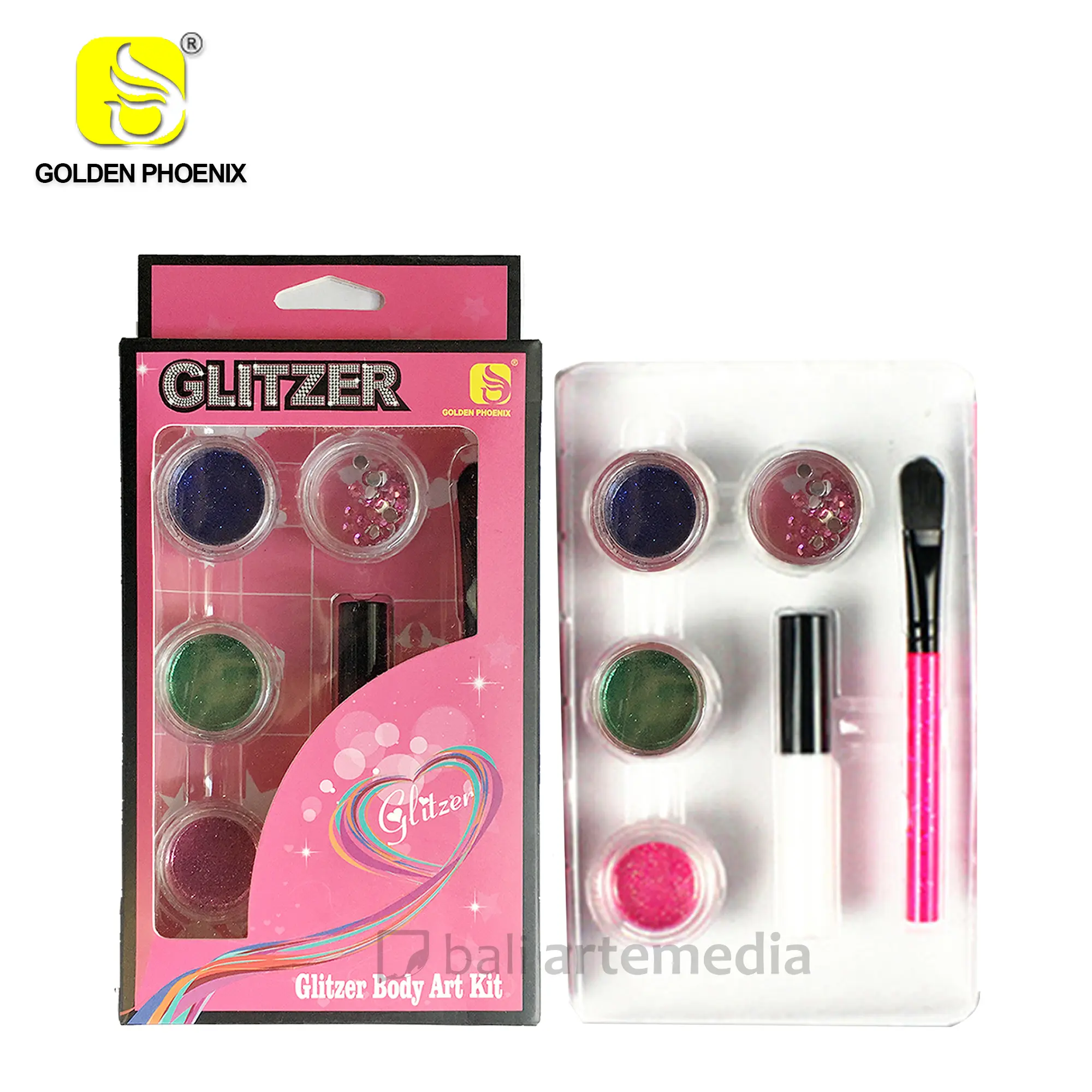 Golden Phoenix Glitzer Body Art Kit - Bali Art Supplies