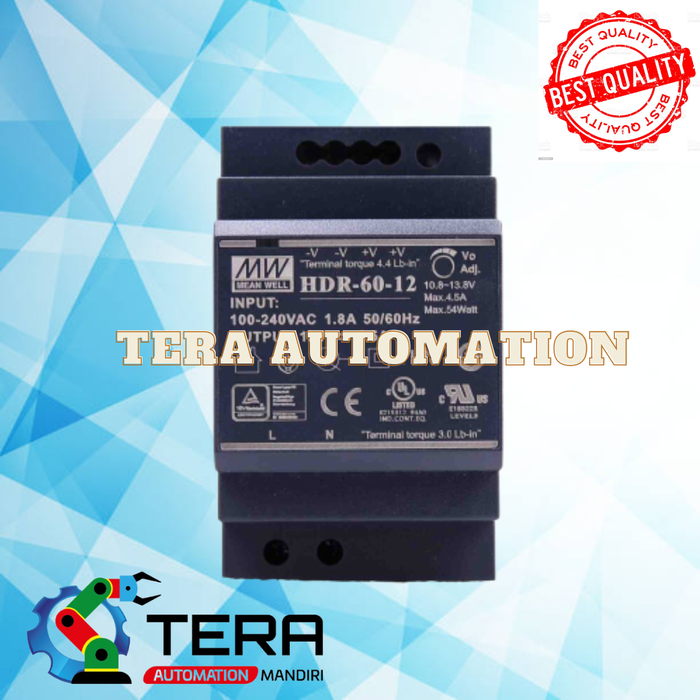 Jual HDR-60-12 - DIN RAIL POWER SUPPLY 5A 12VDC BUKAN MEANWELL ...