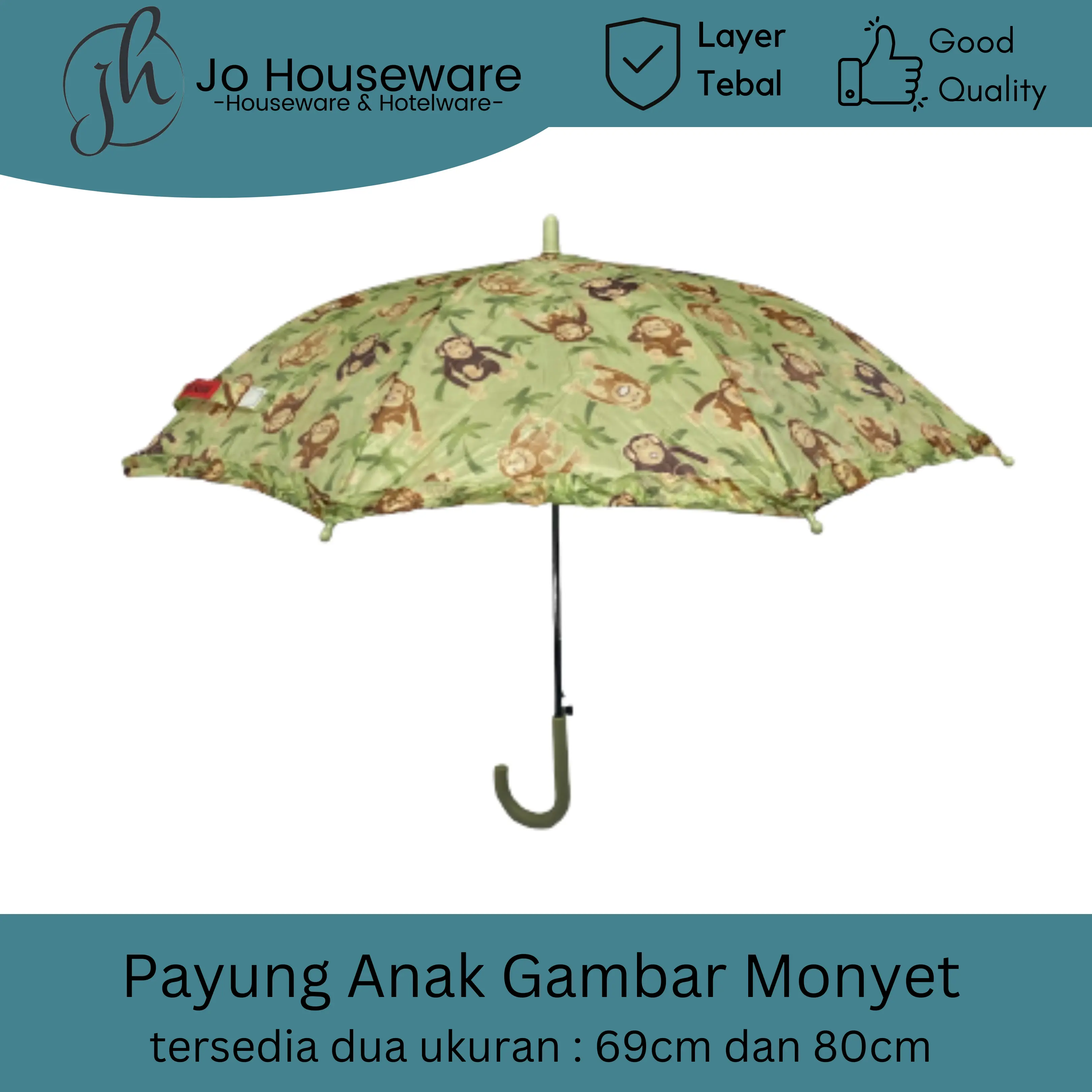 Payung anak gambar monyet anti air dan sinar uv / payung anak 8 jari