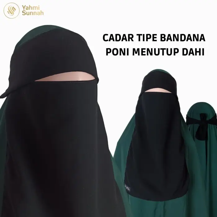 Niqab Bandana Poni Jetblack Premium - Cadar Murah - Niqob Murah