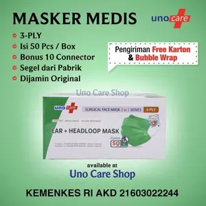 Masker Surgical 3 Ply Unocare Warna Hijau