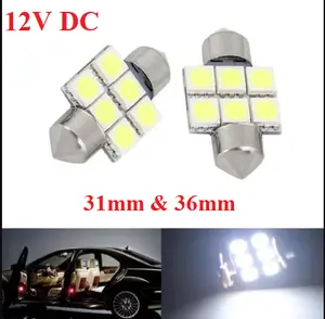 LAMPU LED KABIN PLAFON 6 SMD Titik 5050 PUTIH MOBIL INTERIOR 31MM 36MM