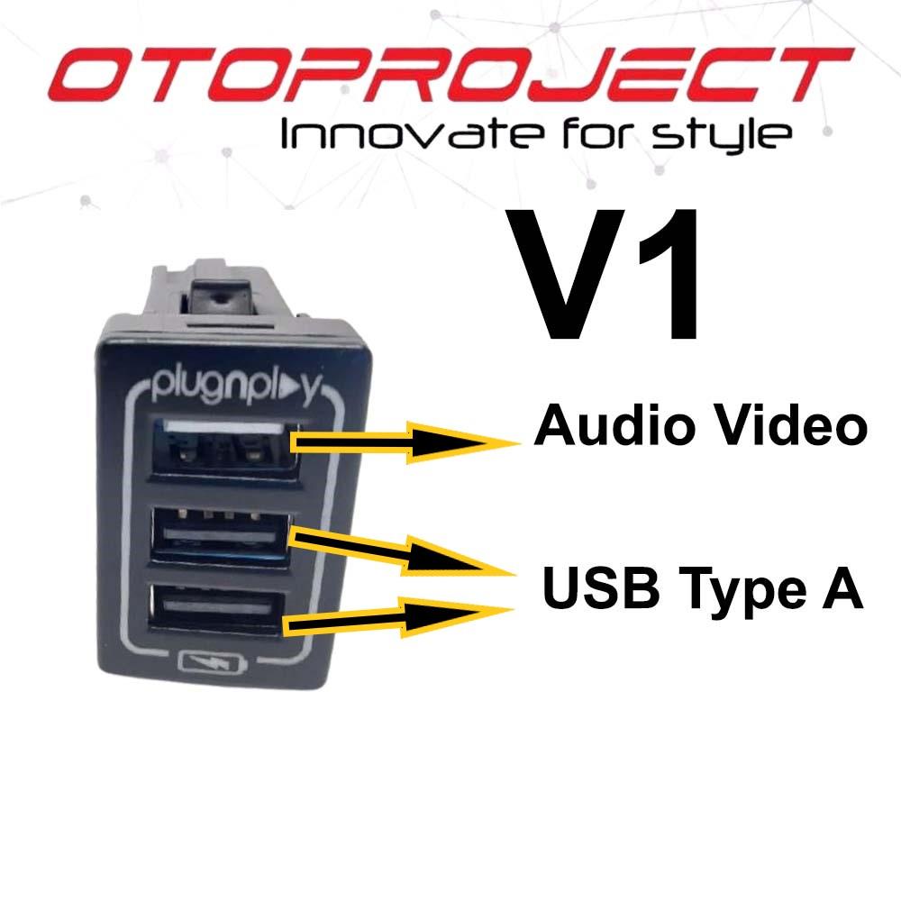 USB Fast Charging HONDA 3Port OtoProject Charger HP Mobil 3A Type C - V2