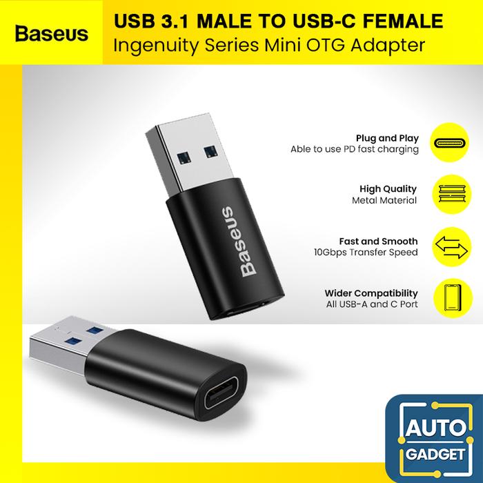 Jual BASEUS OTG Type C Female to USB 3.1 Male Adapter Converter 10 Gbps ...