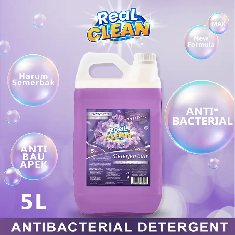 Real Clean Deterjen Cair Antibacterial 5 L - Detergen Laundry Jerigen 5