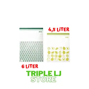 Kantong Plastik Ziplock Klip Kemasan Makanan 6L & 4,5L Bahan Polietilena Tahan Suhu Dingin & Panas Hingga 50° C untuk Dapur