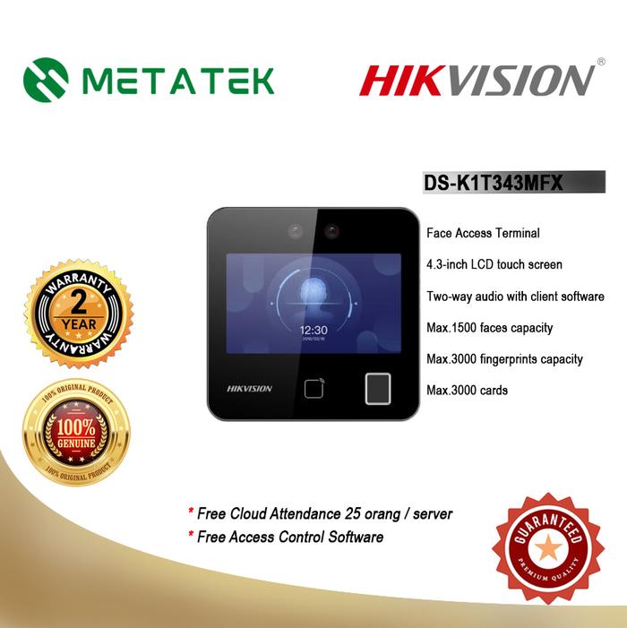 Gambar Metatek | Hikvision DS-K1T343MFX Akses Kontrol | Absensi | Akses Pintu dari Metatek Official Store Kab. Tangerang Tokopedia