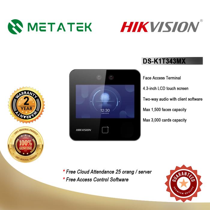 Gambar Metatek | Hikvision DS-K1T343MX Akses Kontrol | Absensi | Akses Pintu dari Metatek Official Store Kab. Tangerang Tokopedia
