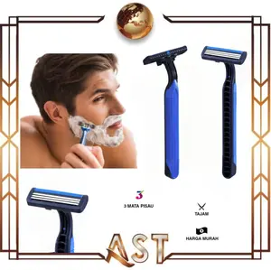 Alat Cukur Kumis jenggot manual Tajam 2 mata pisau Biru cowok Pria