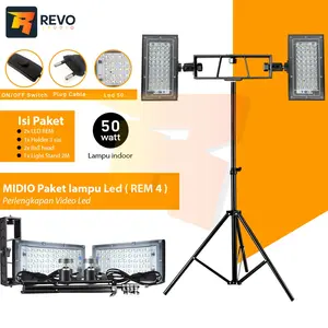 PAKET LAMPU 2 LED FOTO STUDIO M-REM4 PERLENGKAPAN VIDEO YOUTUBE LIVE