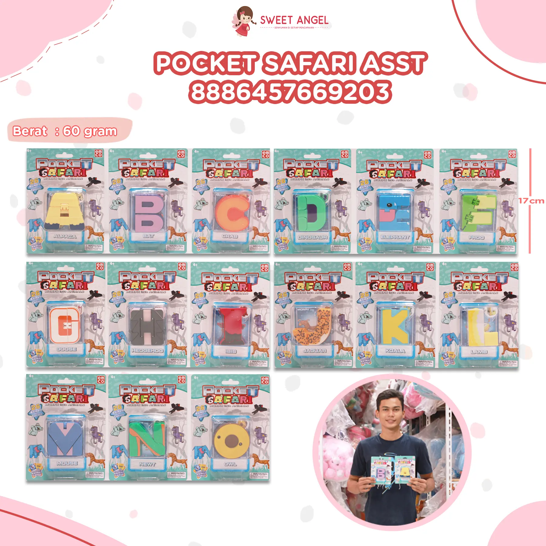 Pocket Safari Asst Hadiah Kado Mainan Anak Robot Huruf Animal