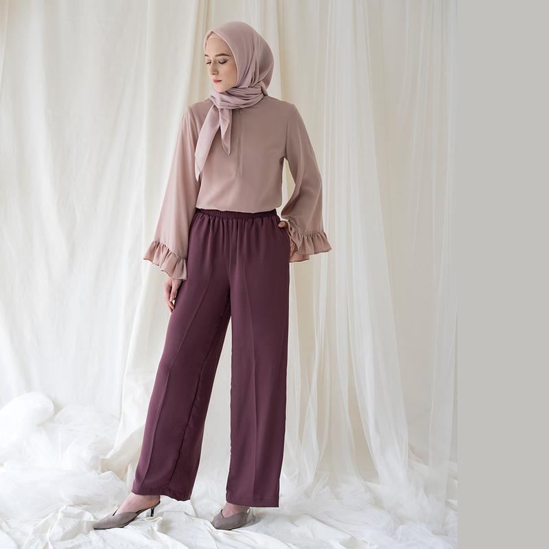 Astaka Aska Label - Celana panjang kulot wanita pinggang full karet 3