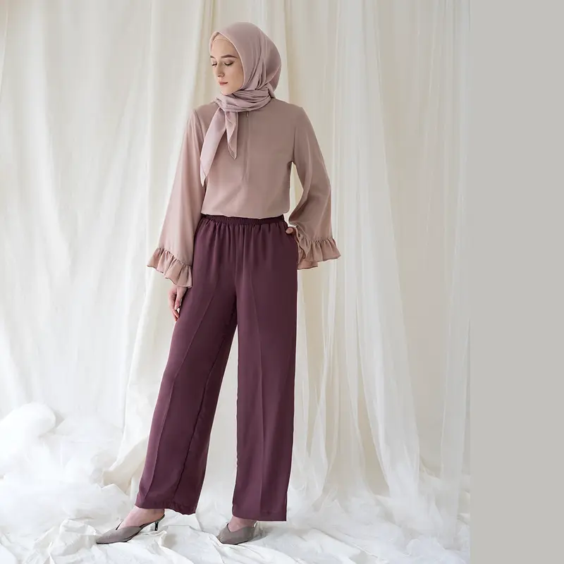Astaka Aska Label - Celana panjang kulot wanita pinggang full karet 3