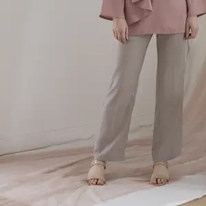 Binar Aska Label - Celana panjang wanita lurus kantong pinggang karet