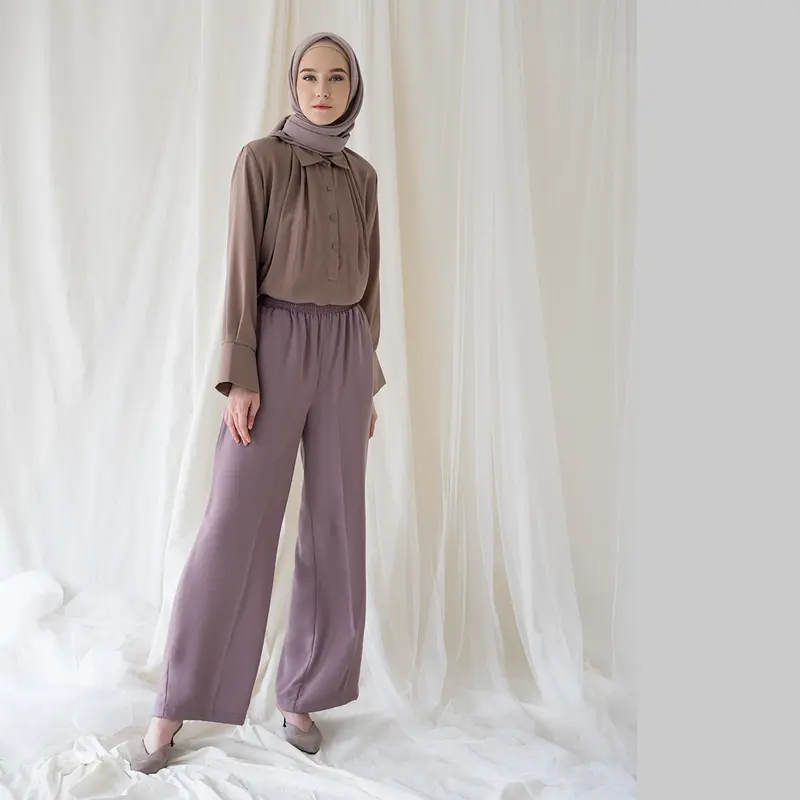 Astaka Aska Label - Celana panjang kulot wanita pinggang full karet 2