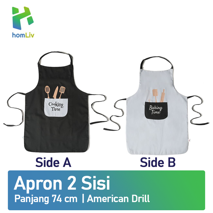 Gambar homLiv Celemek Masak Dua Sisi Bahan Premium Two Side Cooking Apron dari KODAKI Mall Kota Administrasi Jakarta Utara Tokopedia