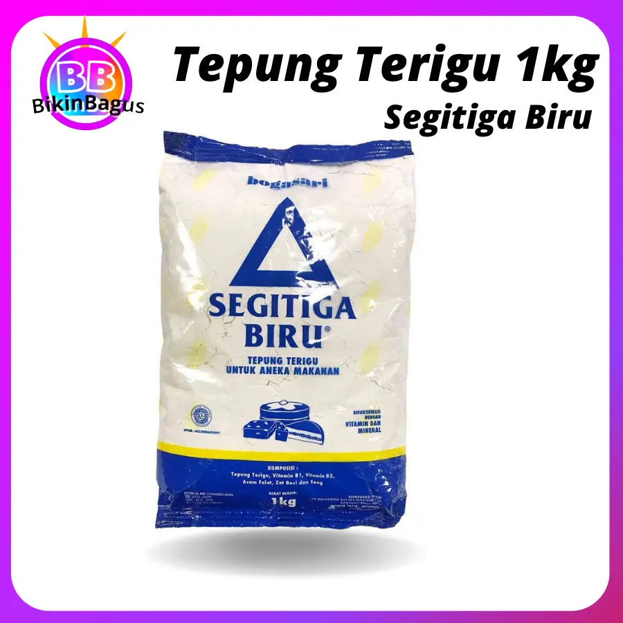 Tepung Terigu Segitiga Biru Kemasan 1 Kg Gandum Cocok Buat Kue MAsak k