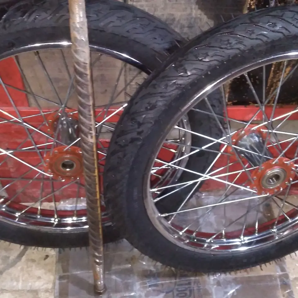 Roda Gerobak Ruji jari2 motor Ring 17 ban vulkanisir .pelek chrome