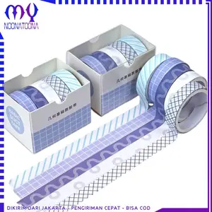Washi Tape Mini Aesthetic Isi 5 Washitape Cartoon Lucu Warna Warni
