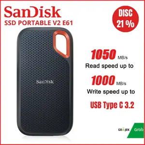 SanDisk Extreme SSD Portable / Eksternal 2TB V2 E61 1050MB/s USB Type C 3.2 0