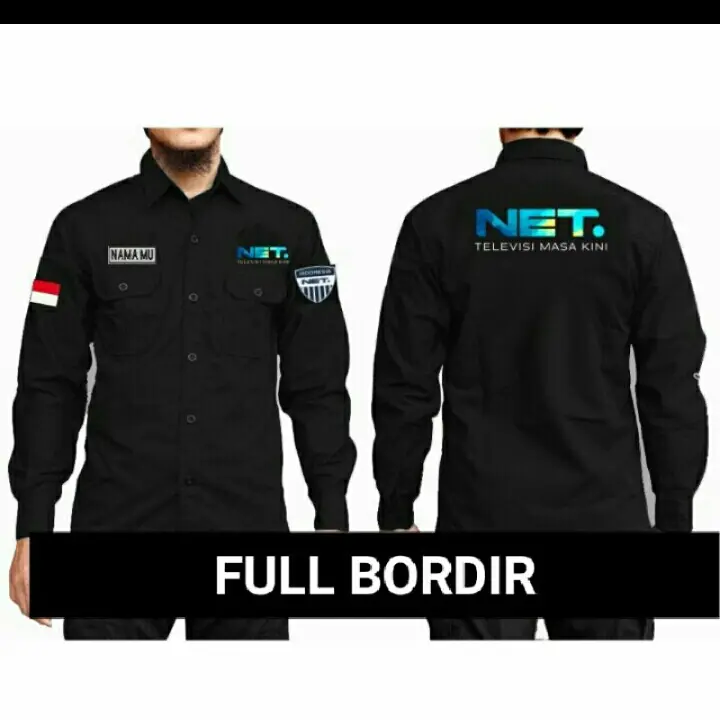 KEMEJA NET TV KEMEJA SERAGAM NET TV FULL BORDIR