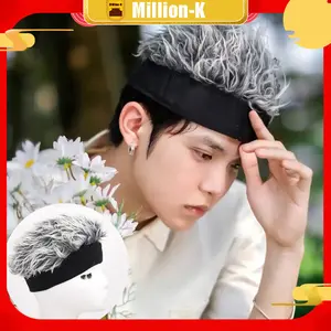 Topi Hip Hop Rambut Palsu Pria Rambut Pendek Penutup Kepala Retro