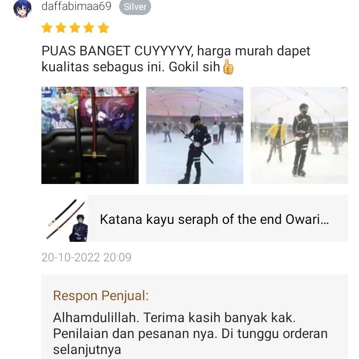mainan kayu seraph of the end Owari no serafu GUREN inchinose cosplay 2
