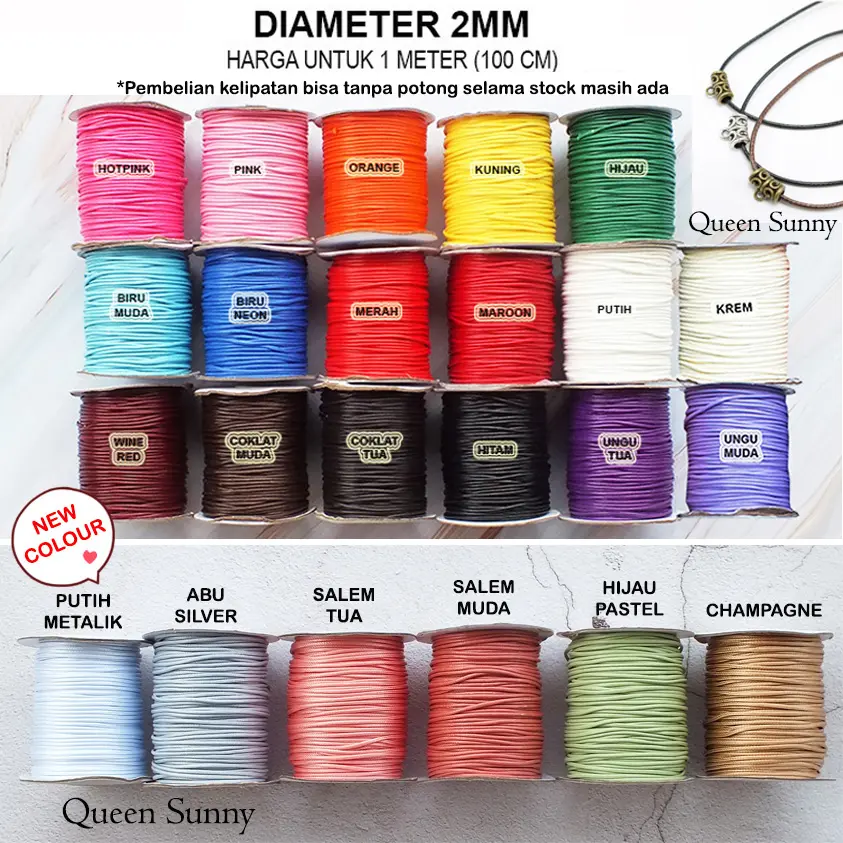 Tali Kulit Korea Wax Cord Bahan Gelang Kalung Craft 2mm