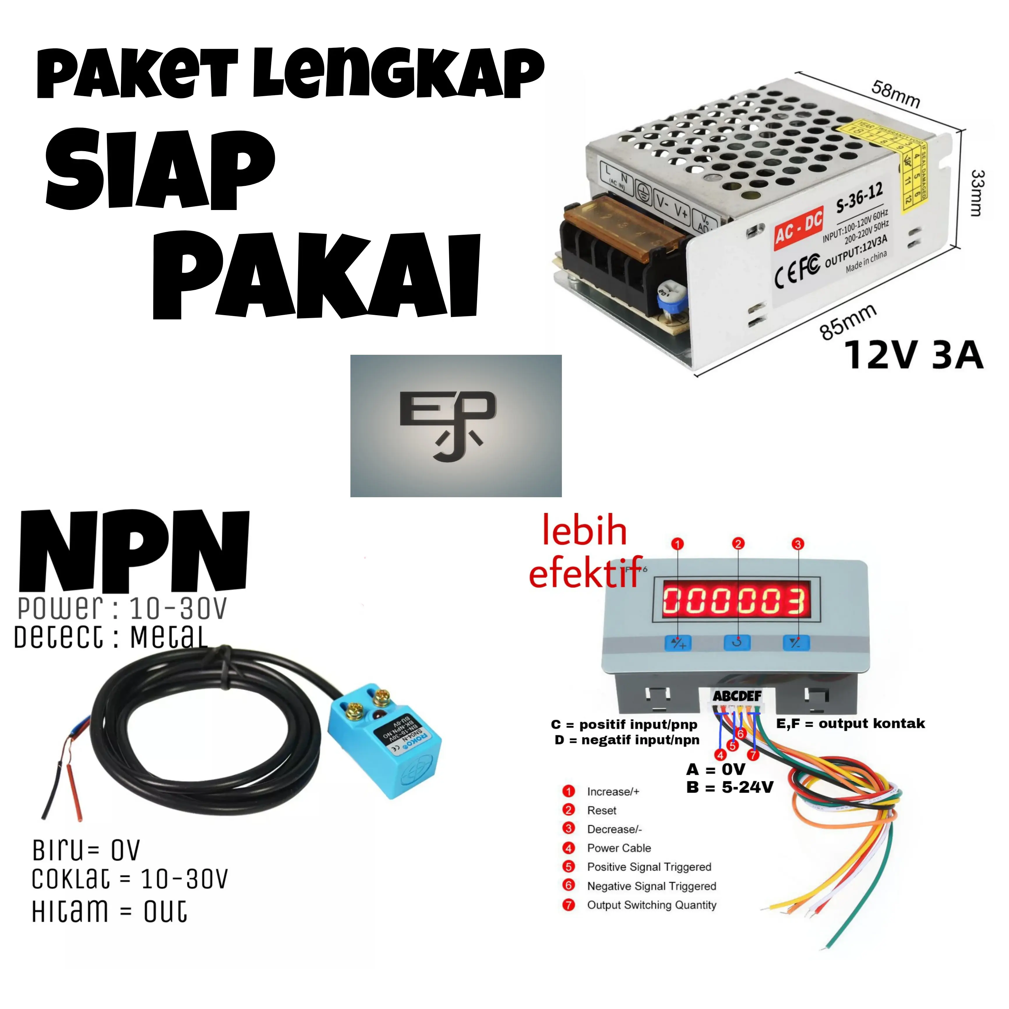 set lengkap counter 6 digit konter botol kertas produksi siap pakai