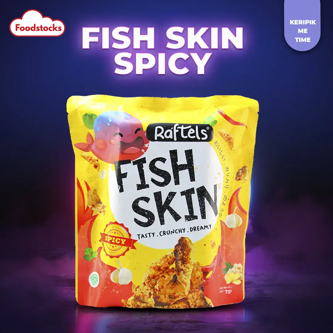 Keripik Kulit Ikan / Fish Skin Rasa Spicy Raftels 75gr Halal
