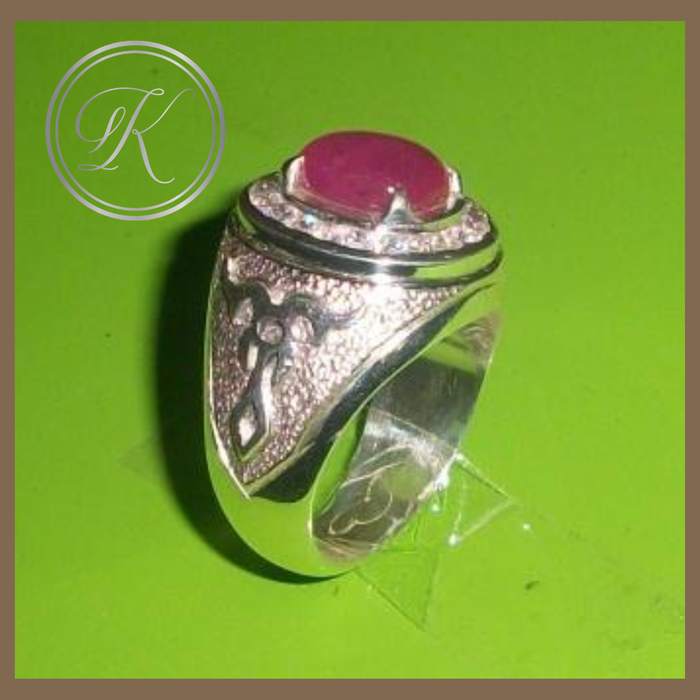 Gambar Cincin emban perak Pria Batu Permata Ruby Merah Delima silver 925 dari toko perak kotagede silver Kota Yogyakarta Tokopedia