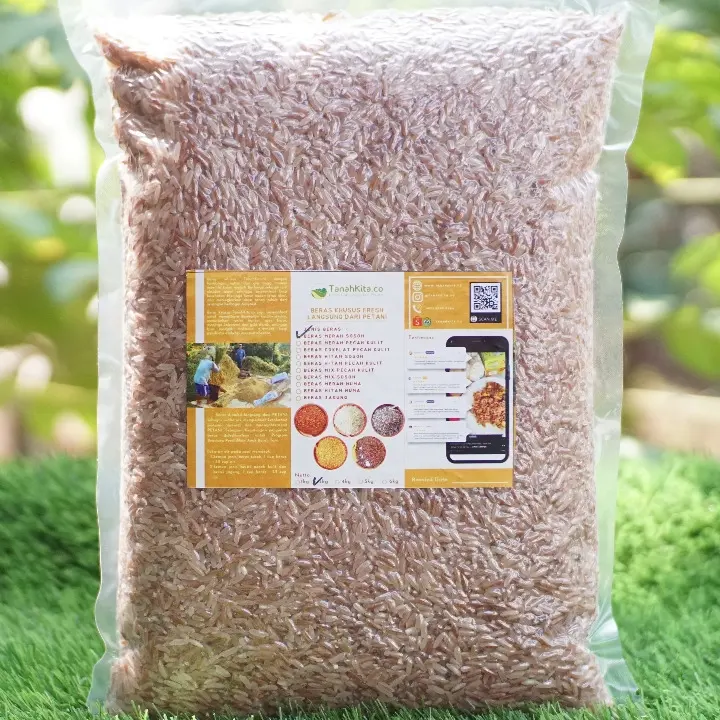 Beras Merah Pulen Empuk, FRESH langsung dari Sawah Petani (1kg vacuum) 0