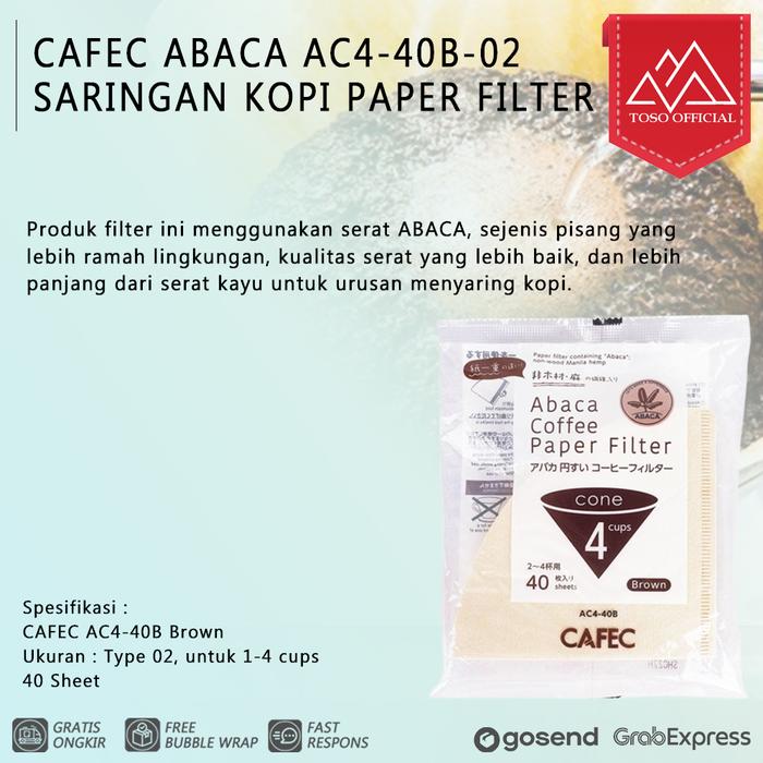 Gambar KERTAS SARING KOPI CAFEC AC4-40B ABACA V60 COFFEE PAPER FILTER 2-4CUPS dari Toso Mart Kota Administrasi Jakarta Pusat Tokopedia