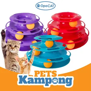 Mainan interaktif Kucing Play Toy 3 Tower bola track 3 tingkat Opo Cat