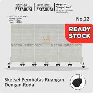 Sketsel Partisi Pembatas / Penyekat Ruangan No.22 4 Pintu | Desain Minimalis Estetik, Kokoh & Fungsional untuk Rumah, Kantor, Cafe & Mushola | Model Lipat Praktis & Mudah Dipindah | Menambah Privasi & Dekorasi Interior
