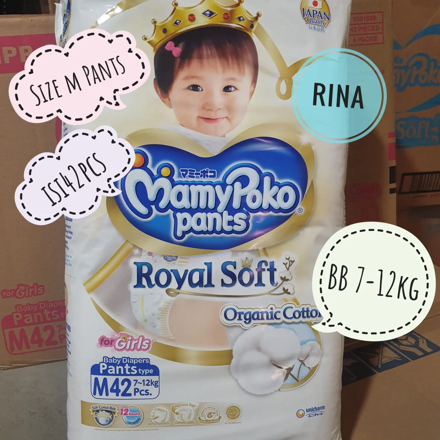 Mamypoko Royal Soft Pants M Girl Popok Celana Anak Sekali Pakai