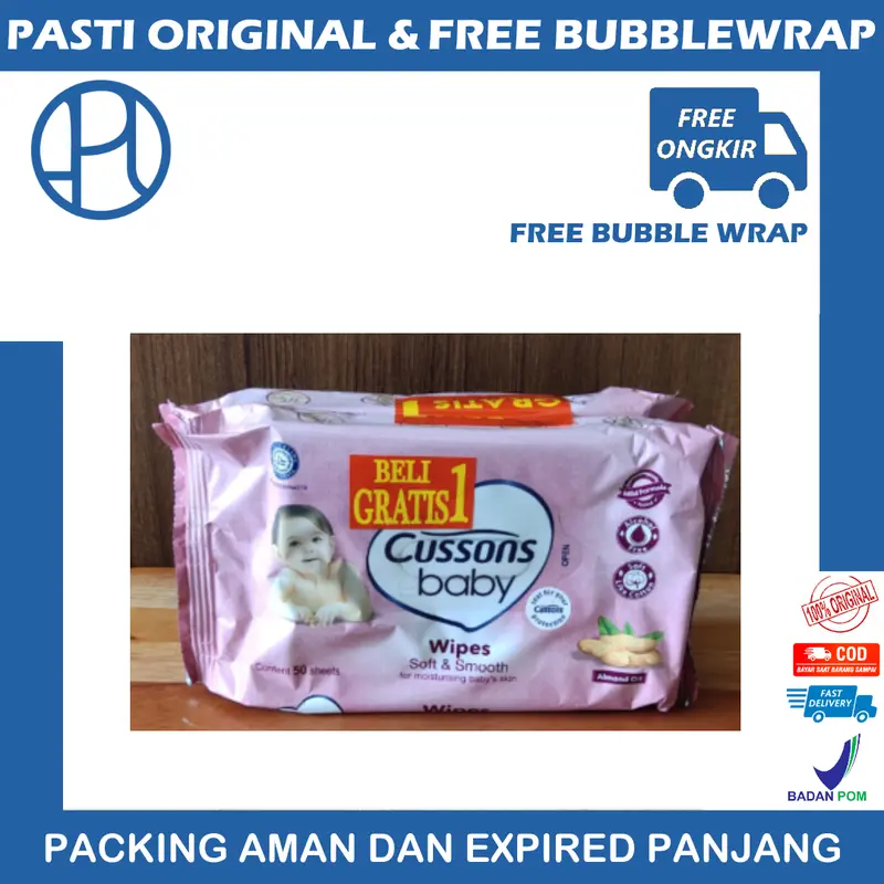 BELI 1 GRATIS 1 CUSSONS BABY WIPES 50 + 50 TISU TISSUE BASAH 2