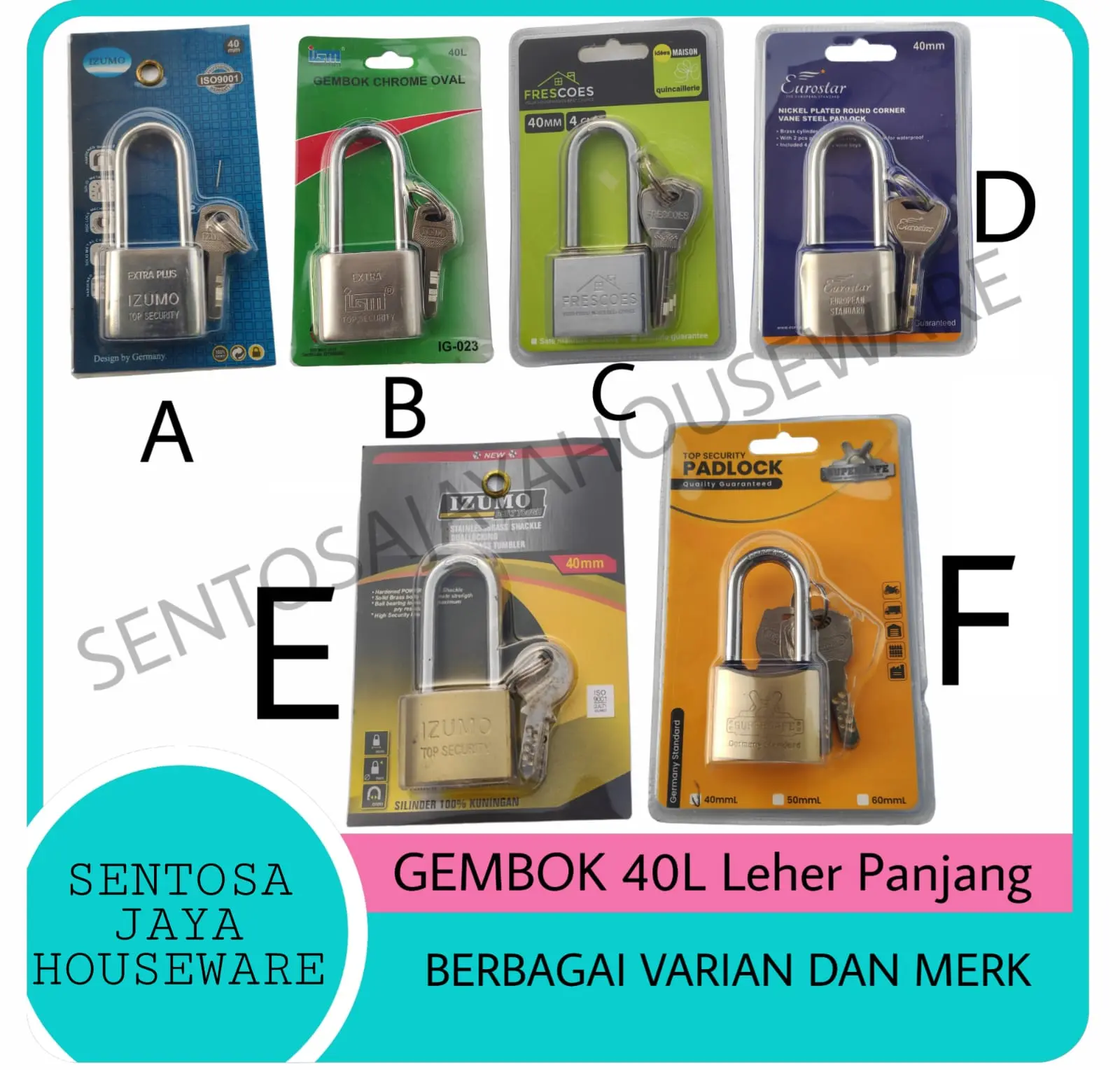 GEMBOK LEHER PANJANG 40MM TERBAGUS / GEMBOK RUMAH PAGAR MOTOR