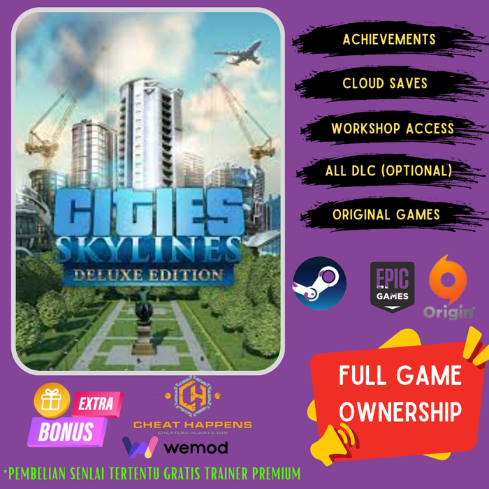 Jual Cities Skylines Deluxe - Game PC Original - Full Owned + DLC - DVD